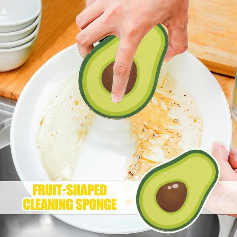 Esponja gruesa con forma de fruta, estropajo, esponja mágica para lavar platos, estropajos mágicos gruesos resistentes al aceite