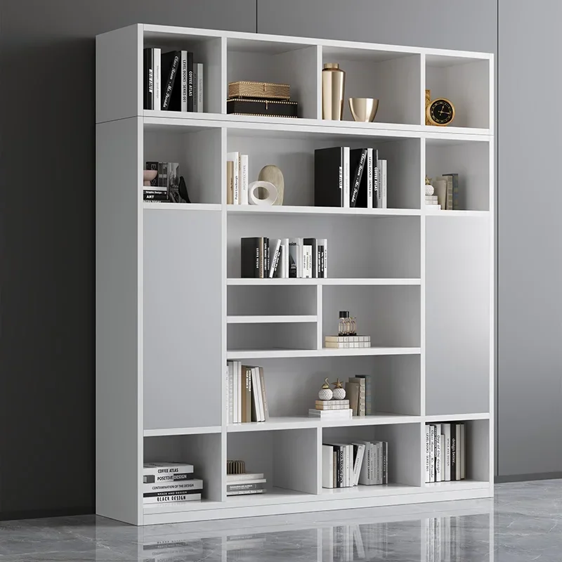 Modern Solid Wood Bookcase Integrated Living Room Luxury Shelf Household Cabinet Whole Wall Combina