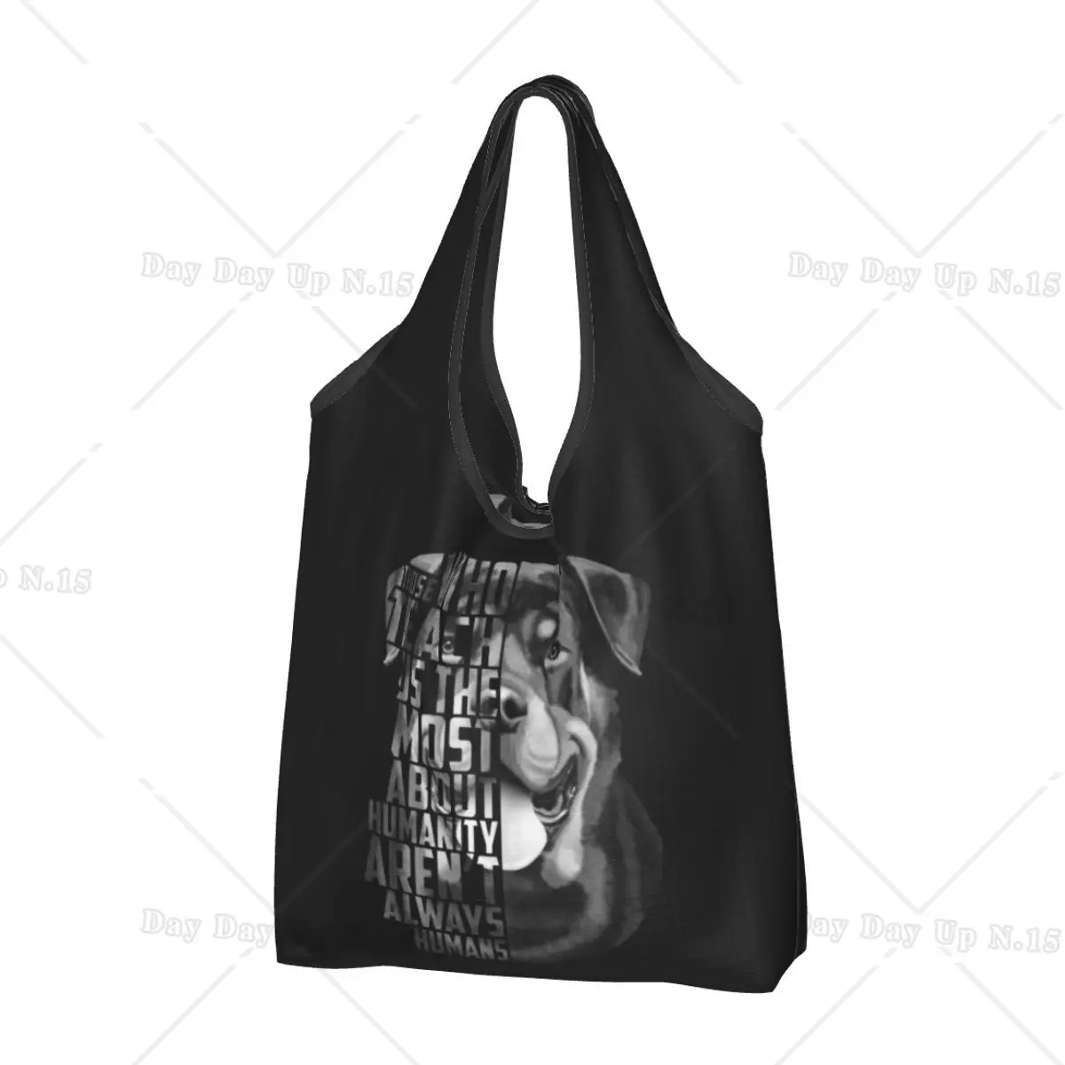 Reusable Rottweiler Loyalty Quote Dog Shopping Bags for Groceries Foldable Grocery Bags Washable Large Tote Bags