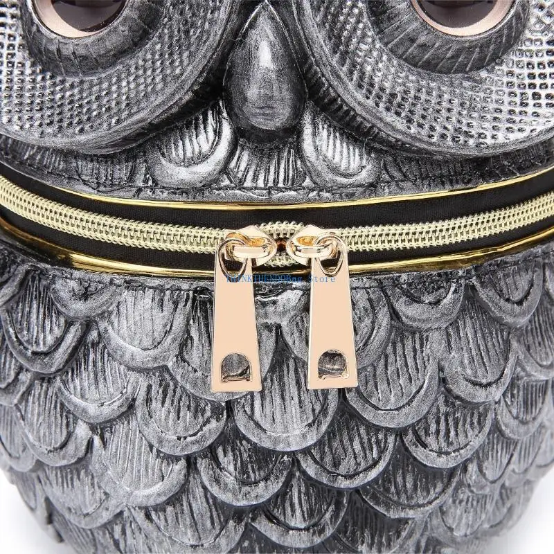 

63HC Elegant Black Owl Embossed PU Leather Bag Crossbody Purse Creative Handbag For Fashion Women