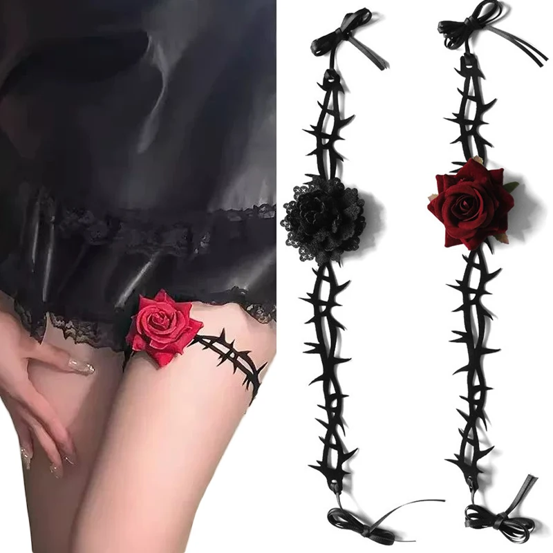 1/2pcs Gothic Neck Strap Black Rose Thorn Choker Neck Chain Collar Halloween Christmas Festival Decoration Accessories