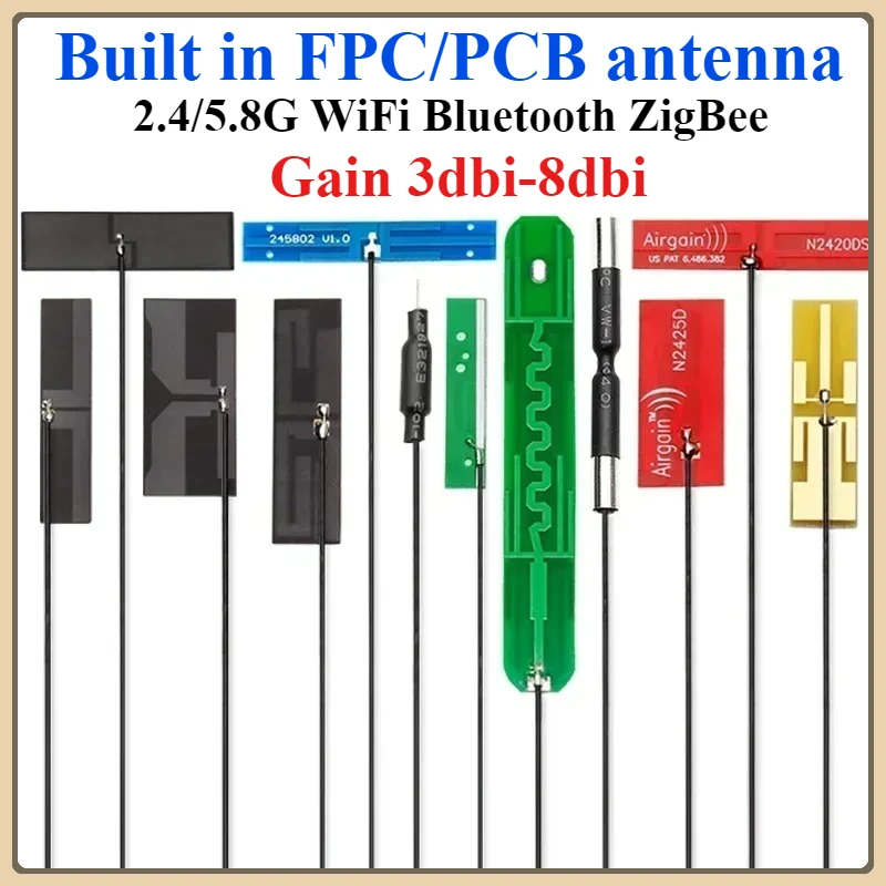 

5Pcs/Lot 2.4G 5G 5.8G Dual Frequency With Built-in FPC Soft Board Wifi Bluetooth PCB Patch High Gain Antenna