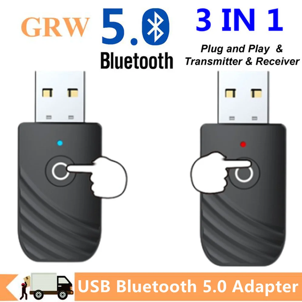 Grwibeou USB Bluetooth 5.0 Transmitter Receiver Stereo Bluetooth RCA 3.5mm AUX For TV PC Headphones Home Stereo Car HIFI Audio