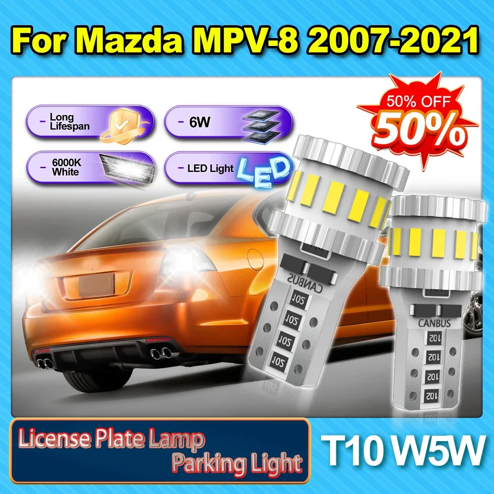 

For Mazda MPV-8 2007 2008 2009 2010-2019 2020 2021 3400LM W5W T10 License Plate Lamp 6000K Dynamic Flashing Led Parking Light 6W