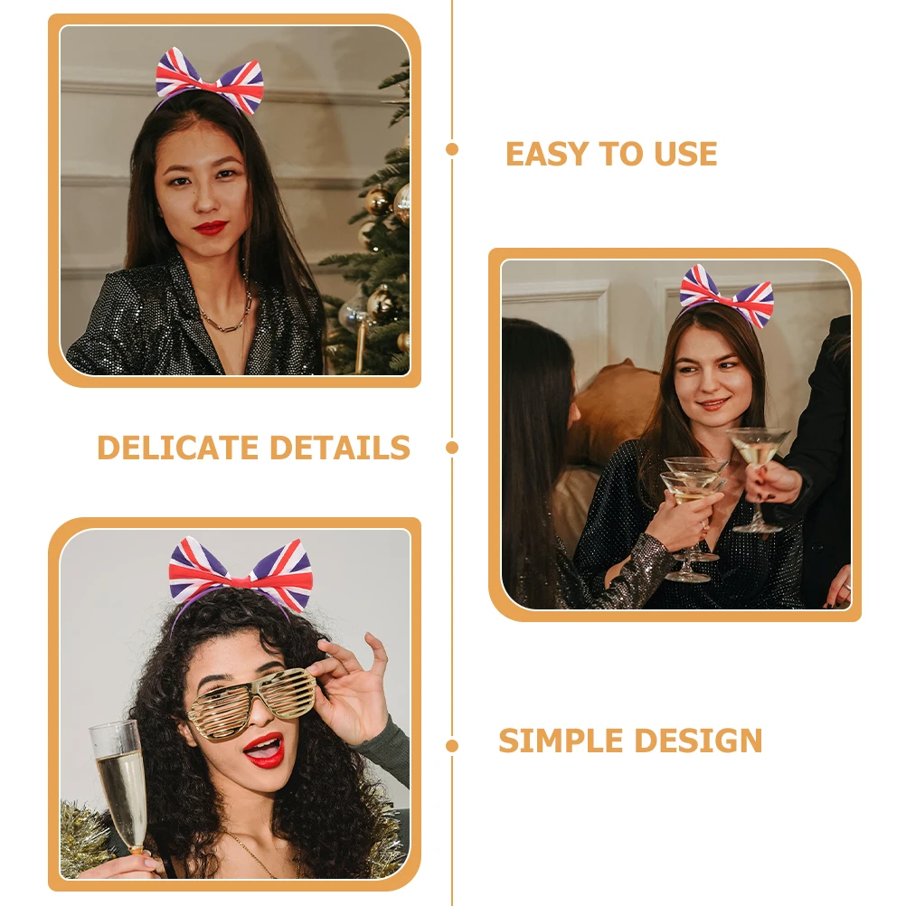 

4Pcs Bow Headbands Uk Flag Hair Accessories for Women Party Sports Competition Carnival Hair Bands Womens Headband