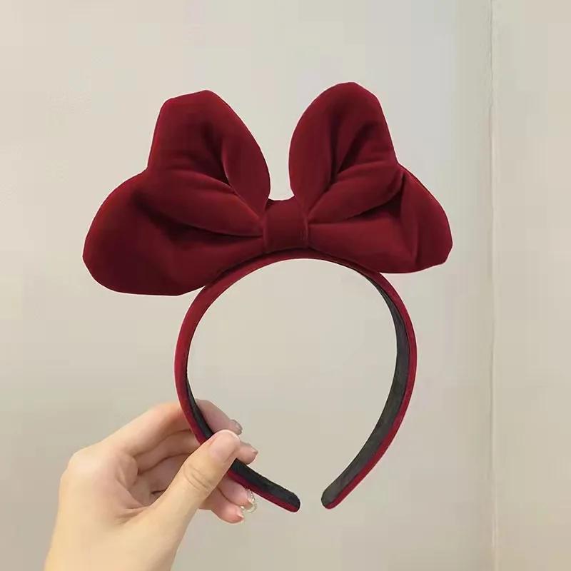 Velvet Big Bow Hair Bands for Girls Snow White Headbands for Kids Cute Bezel Female Hoops Head Wear Hair Accessories for Women