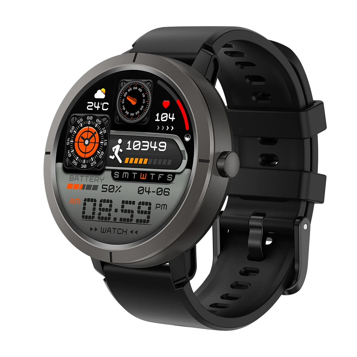 

Men's 5ATM Waterproof GPS Smart Watch Full Touch 1.32'' AMOLED Screen Bluetooth Compass Altimeter Barometric Compass Smartwatch