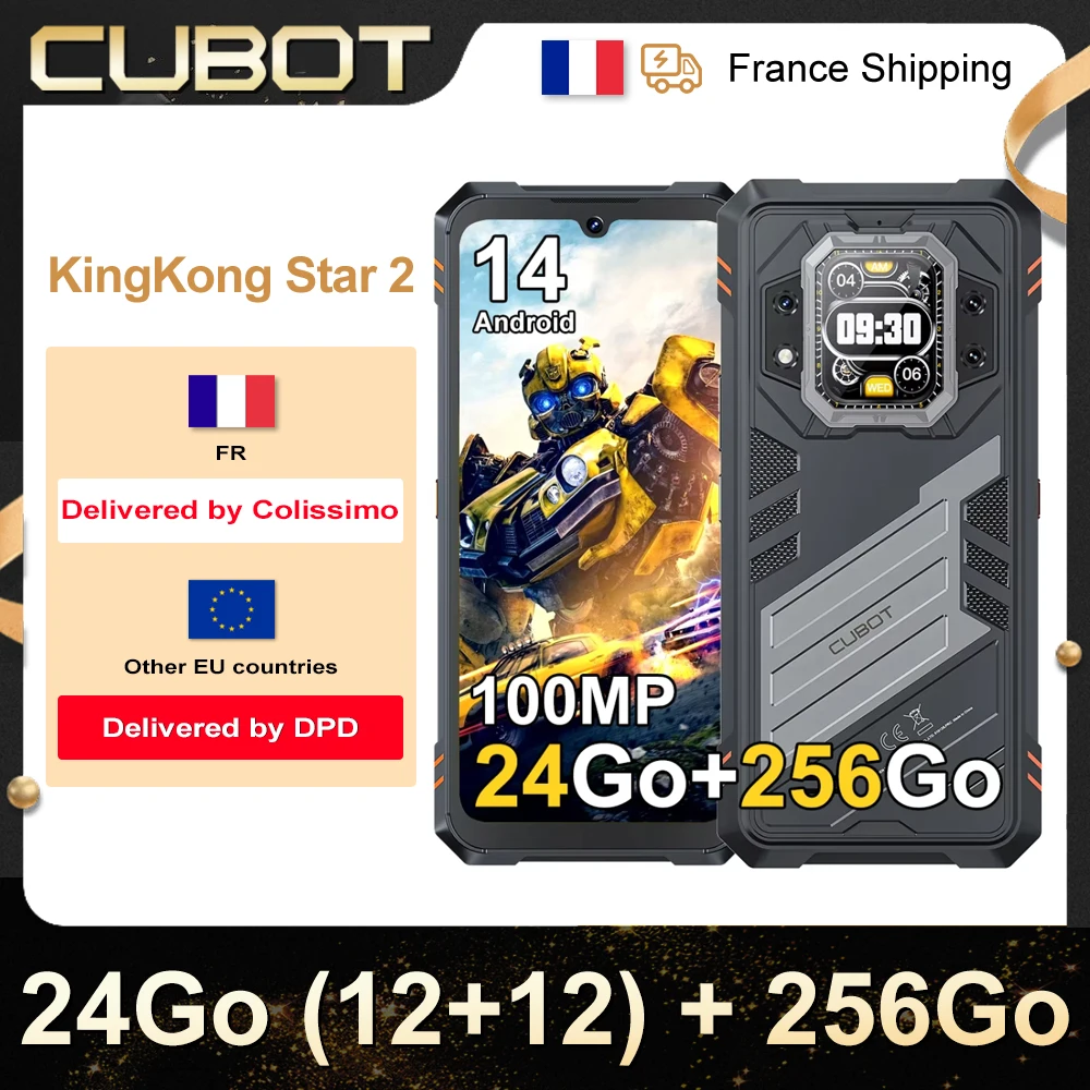 Cubot KingKong Star 2, 24GB (12+12GB) 256GB, 5G Ultra-Slim Rugged Smartphone, 4nm MTK D8200 ,6.72-inch 144Hz Large Display