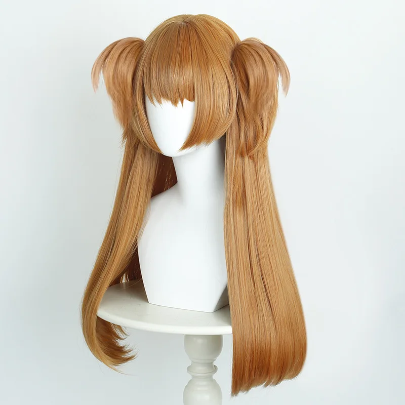 Eva Neon Genesis Evangelion Asuka Cosplay Perücke Orange Doppelte Zöpfe Haarspange Perücke