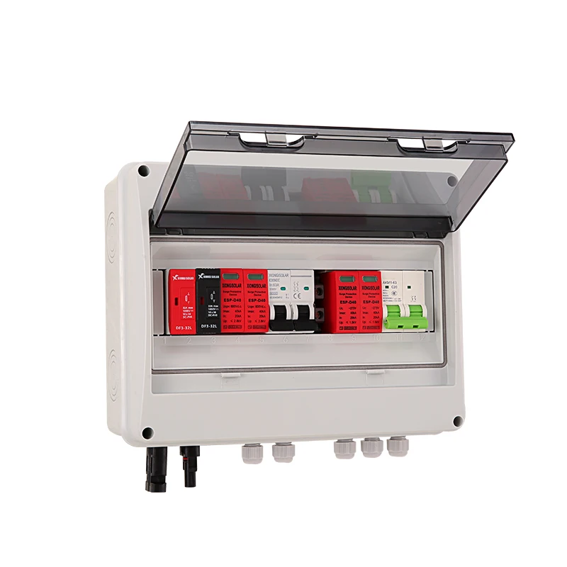 Solar Photovoltaic PV Combiner Box 1-int1-out DC+AC 600V 1 String IP65 PV Solar Surge Lightning Protection Outdoor Waterproof