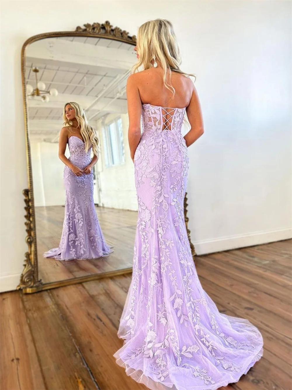 Amanda Lila Spitze Embroid Abendkleid Sexy Meerjungfrau Prom Kleid 2023 Liebsten Fishtail Party Kleid Trompete فساتين مناسبة رسمية