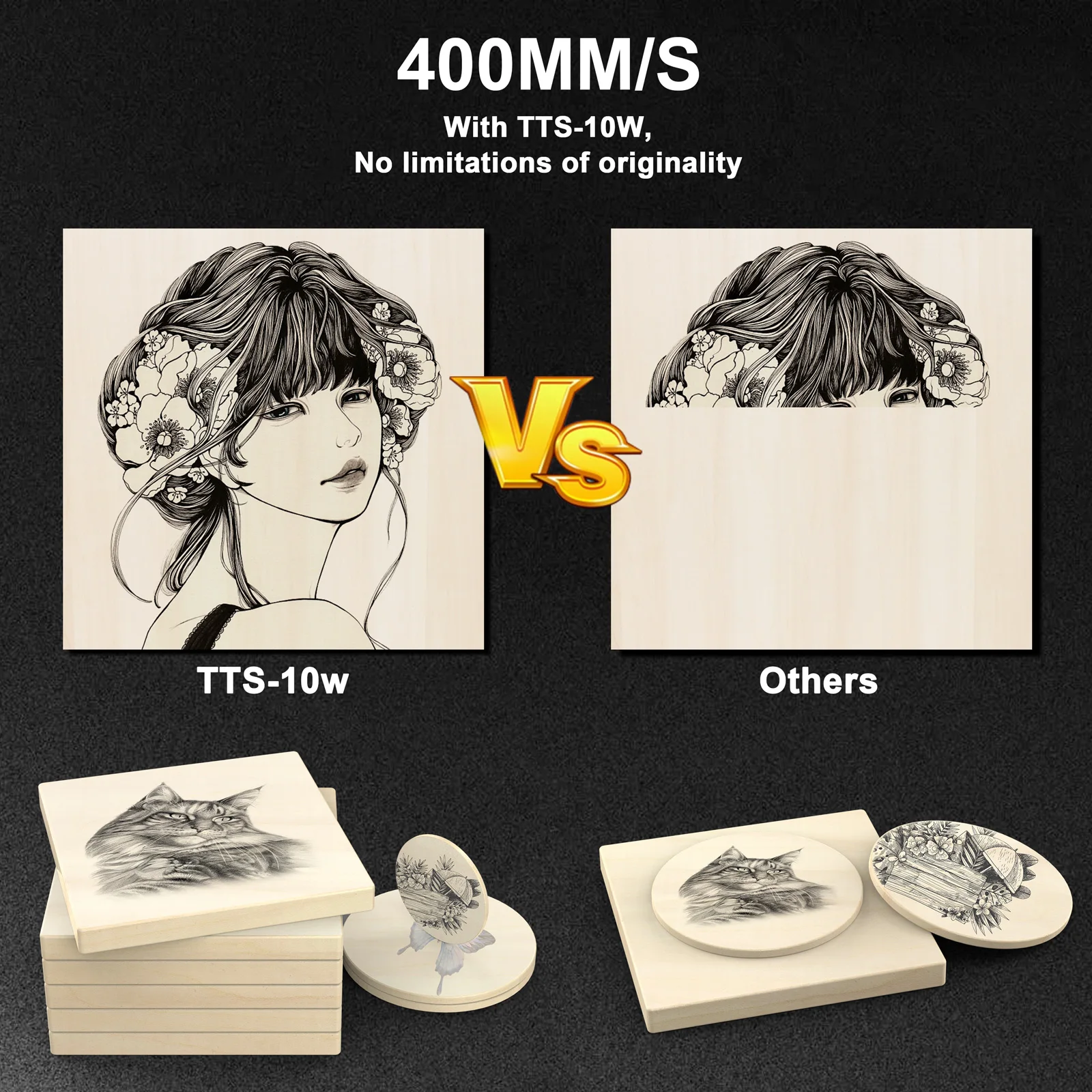 TwoTrees TTS-10 Pro 80W Laser Engraver Stainless Steel DIY Logo Printer Metal TTS-55Pro Laser Engraving Machine CNC Wood Cutting