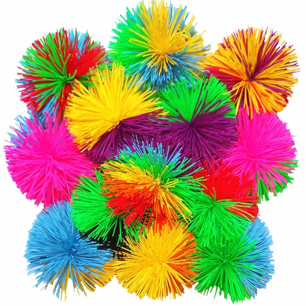 6cm/9cm Funny Novelty Colorful Rainbow Rubber Wire Sensory Ball Toys for Kids Anti-Stress Relief Stretchy Ball Children\'s Toys