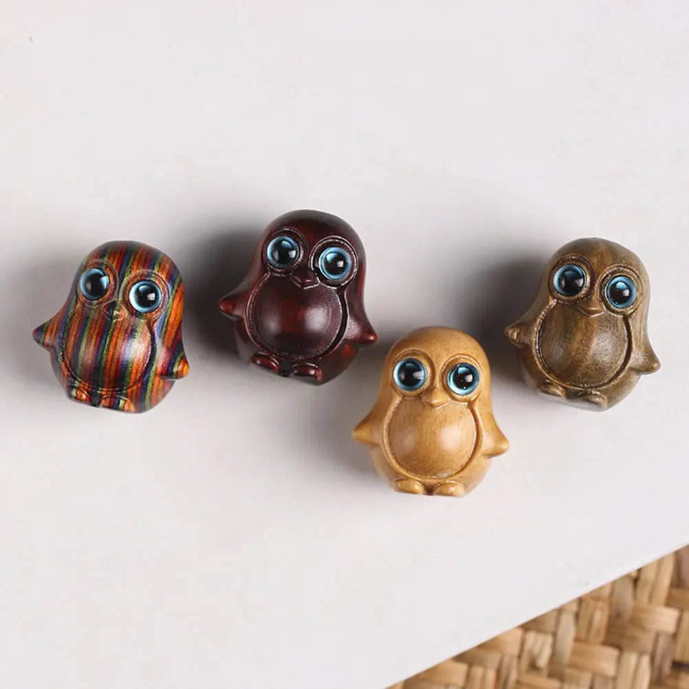 

2 Pcs Wood Carving Penguin Jewelry Desktop Decoration Figurine Sculpture Statue Sandalwood Penguins Figurines Decorative
