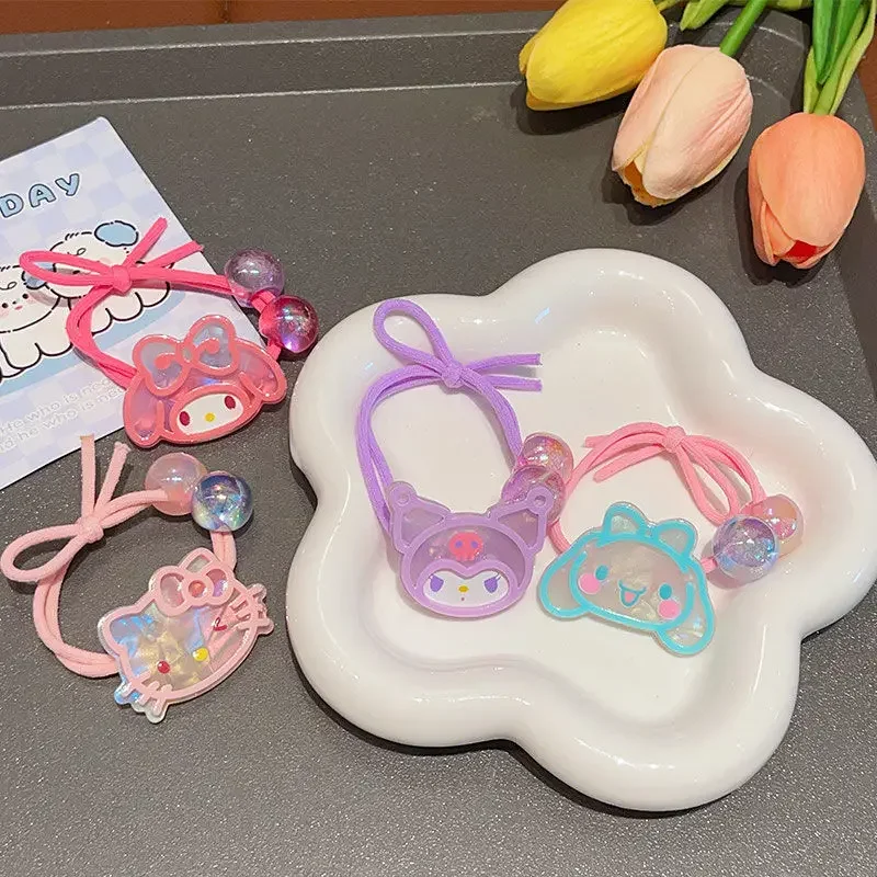 Sanrio Hello Kitty Cute Rubber My Melody Cinnamoroll Anime Cartoon Hair Tie Kawaii Students Hair Band Accessories Cute Gift