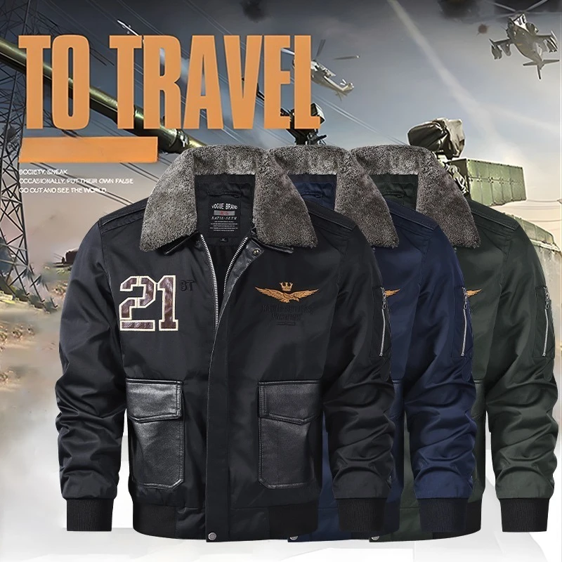 

Мужская куртка осень-зима утепленное пальто мужская мужская куртка в стиле милитари летная куртка мужская тактическая куртка-бомбер с меховым воротником куртка-карго