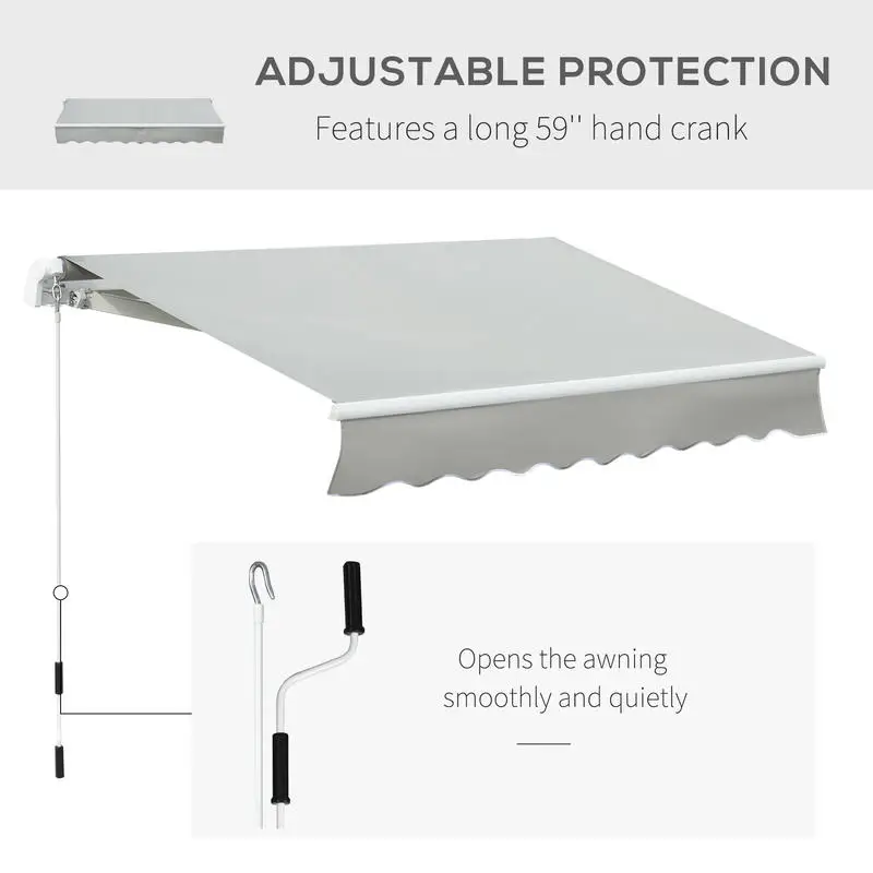 8' x 7' Retractable Sunshade Awning for the Patio with Easy Crank Design & Hardware Included, Gray view 4