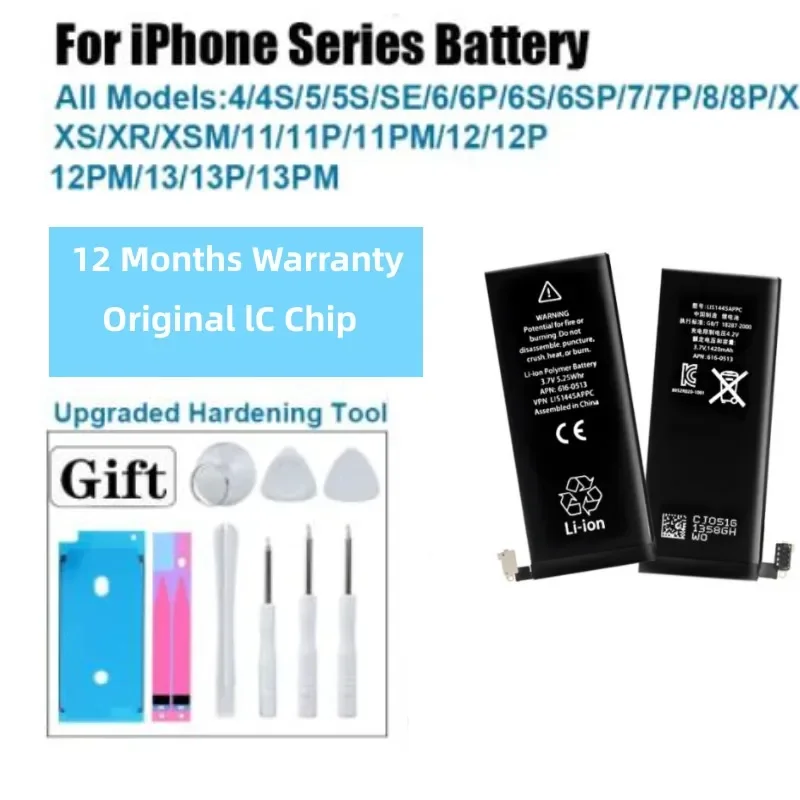 

Phone Battery For iPhone 4 4S 5S 6 6s 6p 6sp 7 7p 8 Plus For Apple 11 12 13 Pro X XR XS MAX Batteries