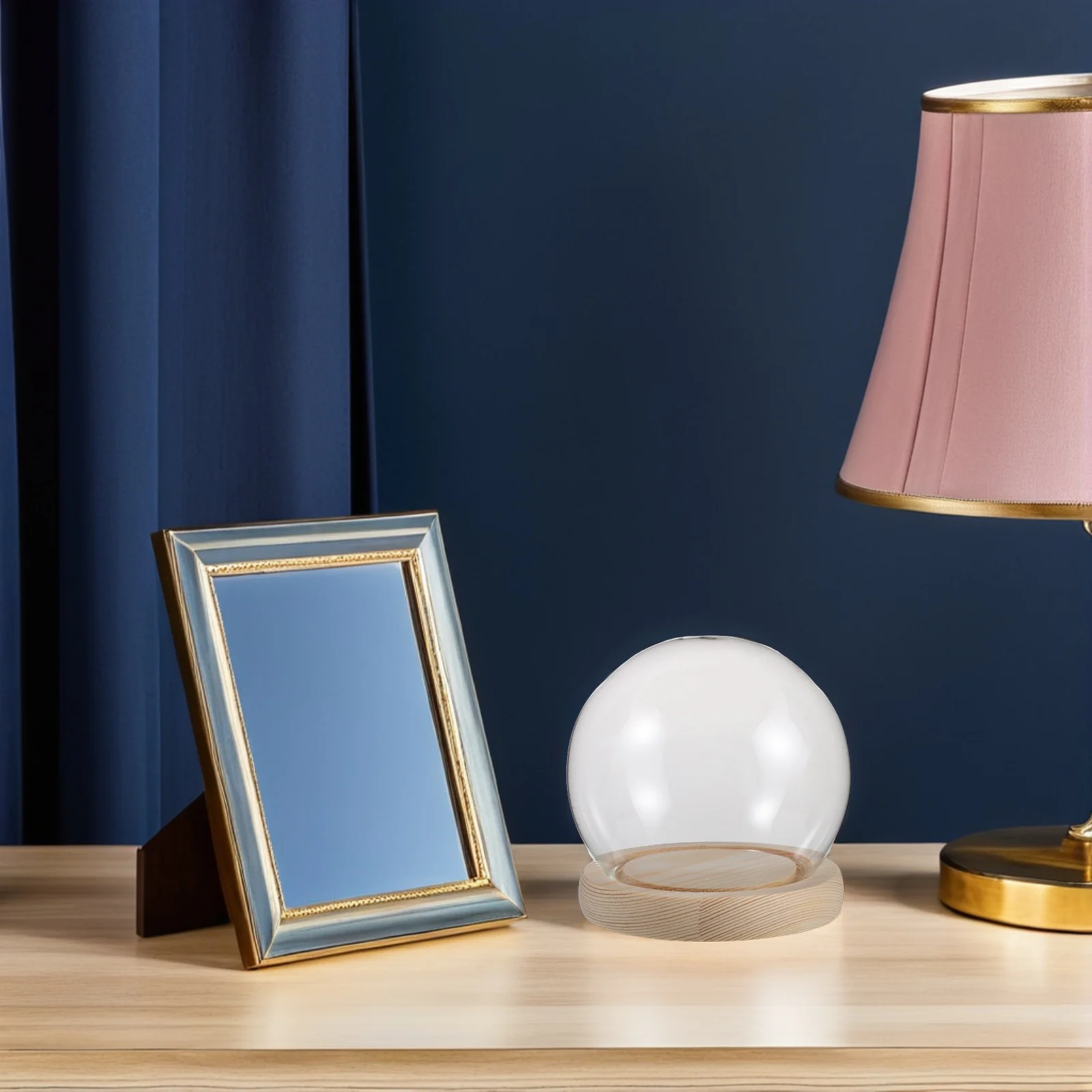 1 مجموعة زجاج مستدير عرض قبة غطاء شفاف للزهور المحفوظة الطين أرقام ديكور سطح المكتب زخرفة قاء زجاجي #1