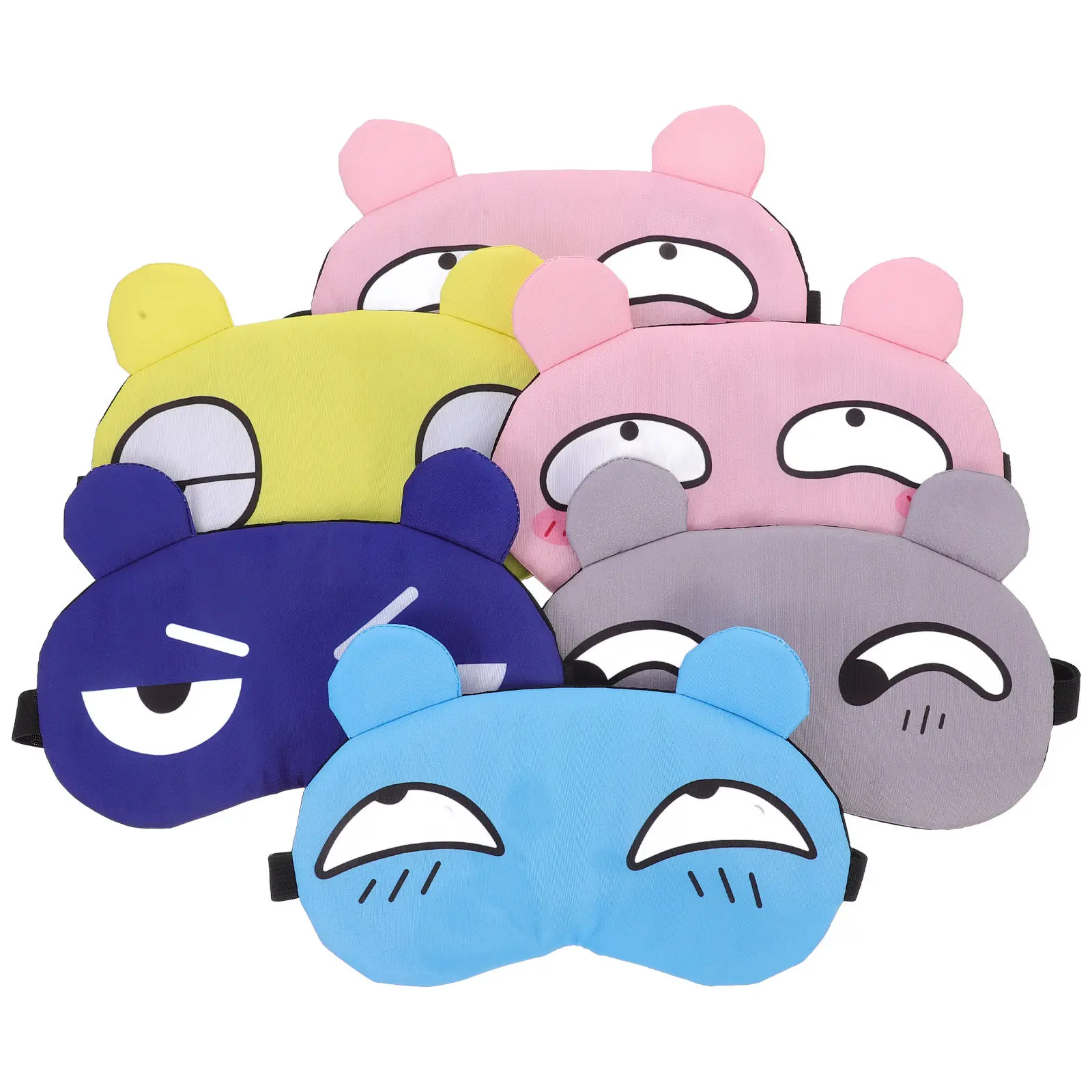 

6Pcs Cartoon Sleep Masks Cute Soft Eye Masks Adjustable Strap Travel Sleep Blindfolds Blocks Light Comfortable for Kids Women