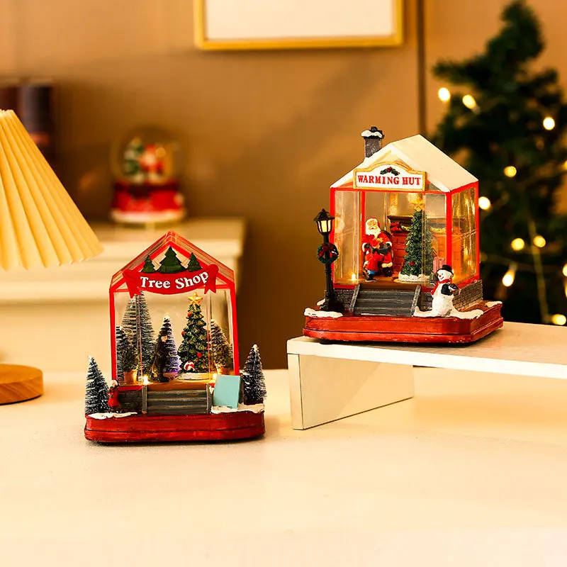 

Christmas gifts music box light-up rotating house Christmas decorations octave box desktop ornaments gifts