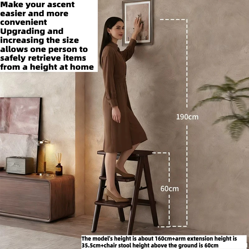 Ladder Step Stool House Folding Wooden Step Ladder 3-step Ladder Stepping Stand Wooden Foldable Staircase Home Furniture