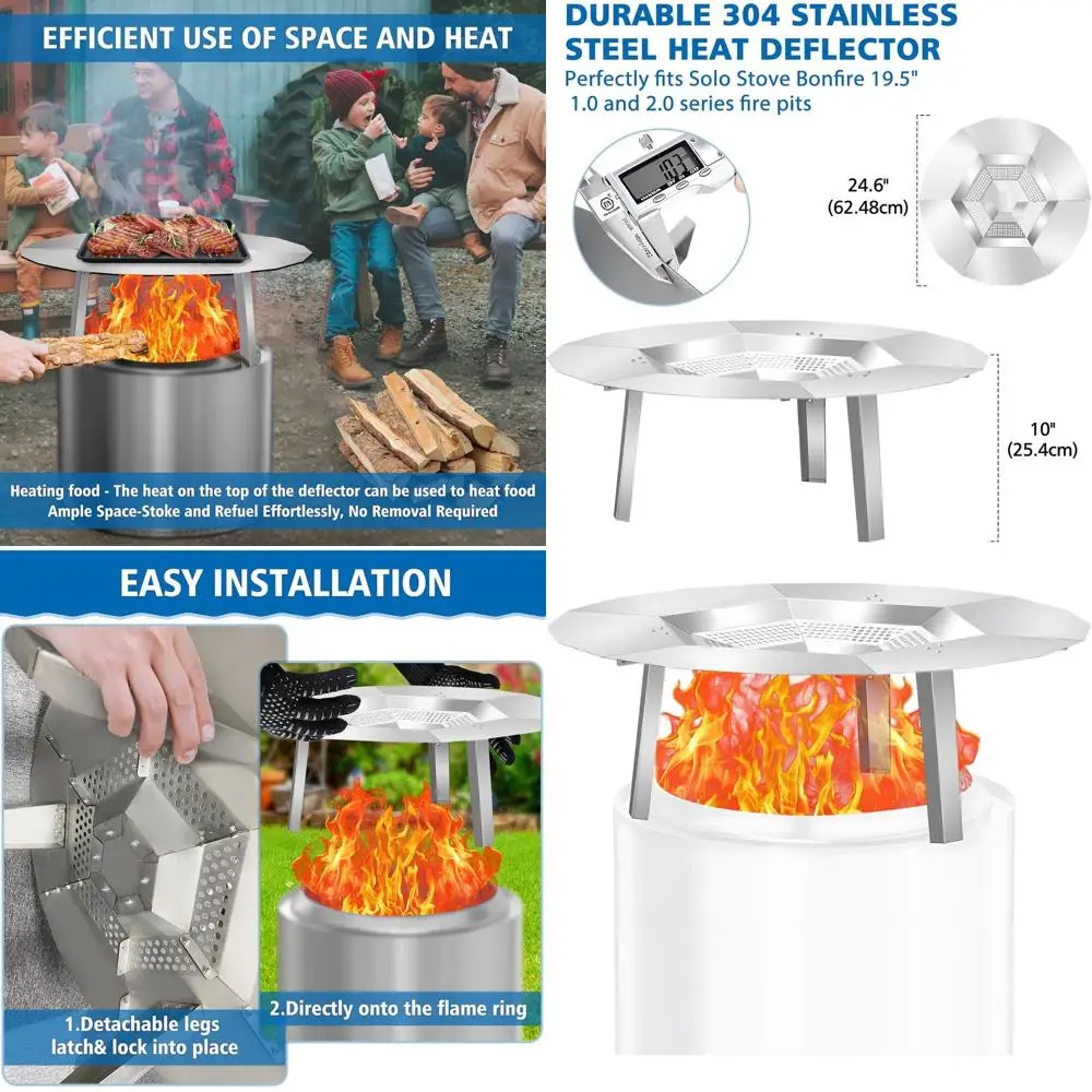

Тепловой дефлектор из нержавеющей стали для Solo Stove Bonfire 19,5 — улучшает тепловое покрытие для костра