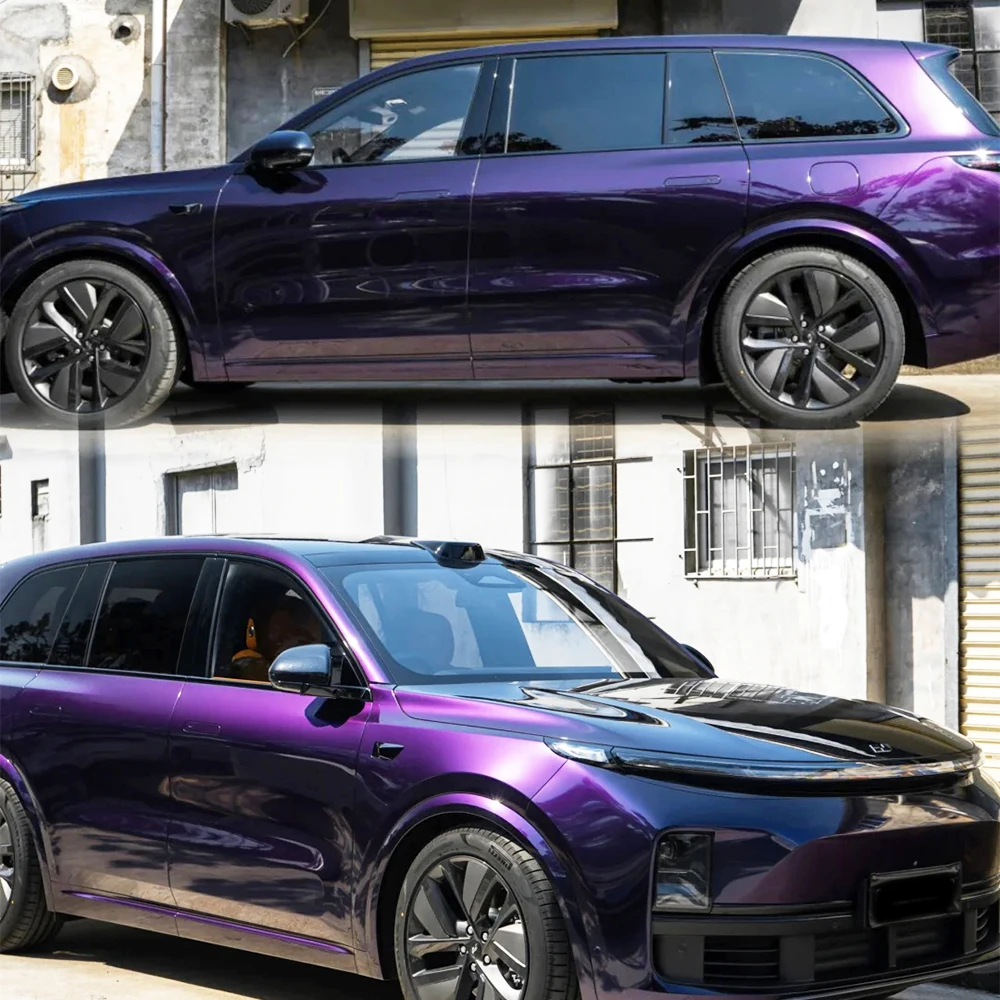 1.52x18M/5M/3M PET Glossy Metallic Midnight Purple Vinyl High