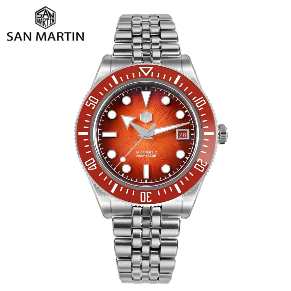

San Martin 37.5/40mm 9015 Enamel Sunburst JianZhan Dial Automatic Diving Watch For Men BGW-X1 Luminous Sapphire 20Bar SN0148G(X)