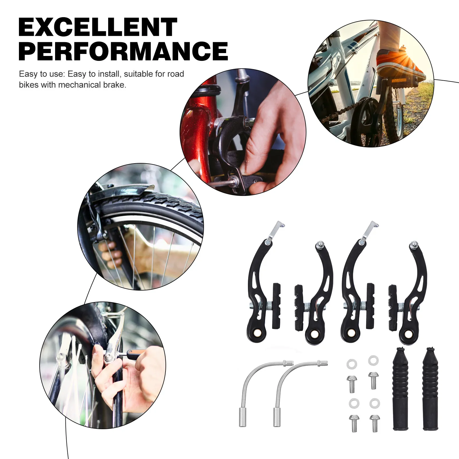 

Комплект из 2 пар велосипедных тормозных колодок (передние и задние) с износостойкими накладками для ободных тормозов, обеспечивающий плавную и бесшумную работу, для шоссейных велосипедов