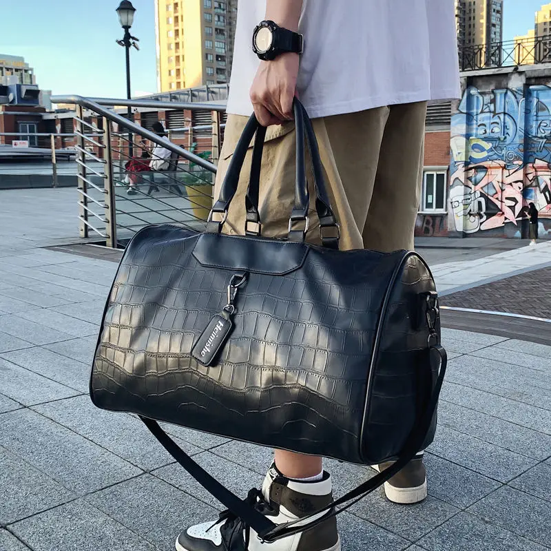 2023 novo couro jacaré sacos de viagem de luxo dos homens grande capacidade portátil masculino bolsa de ombro bolsas de viagem do vintage duffle