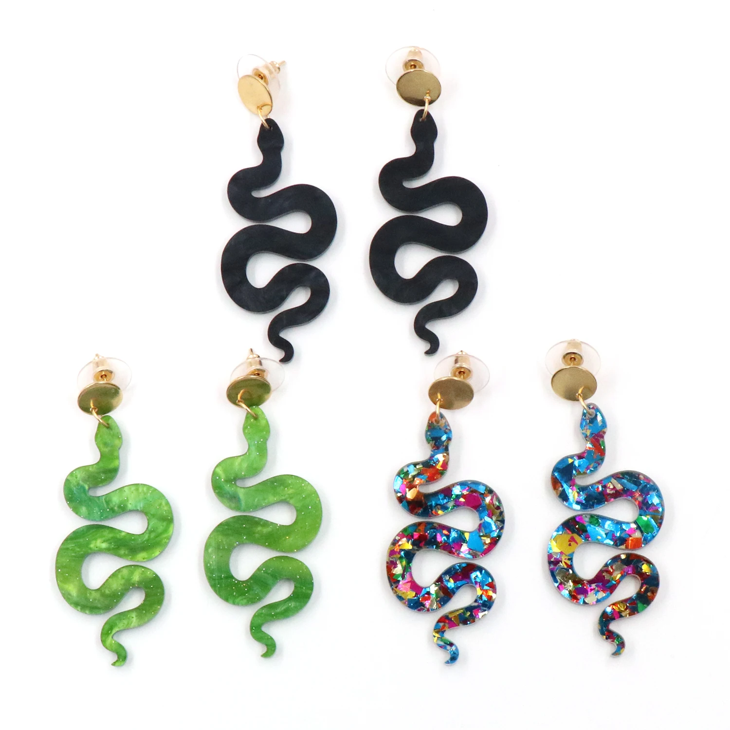 1pair New product CN Drop snake TRENDY Acrylic stainless steel earrings Jewelry for women