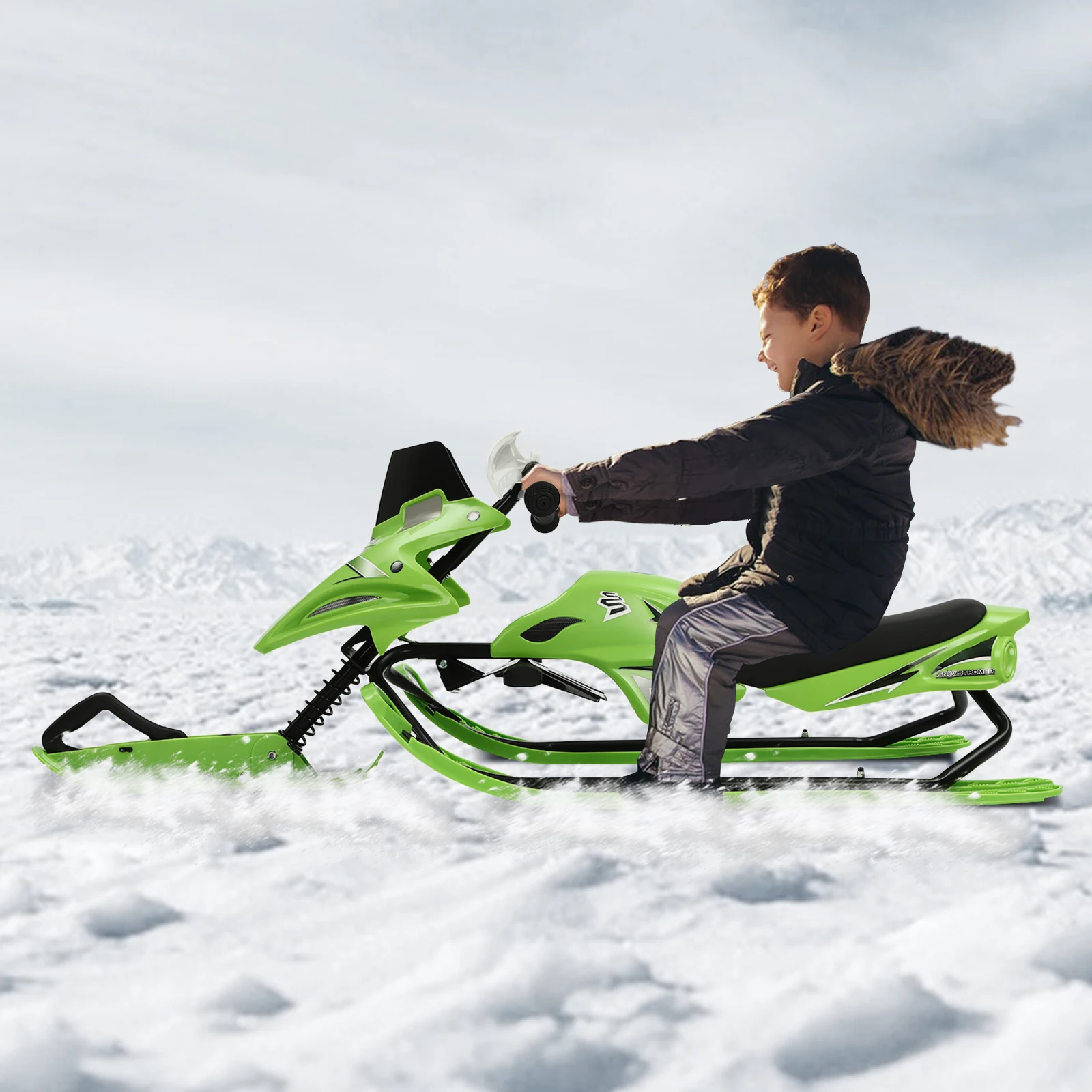 Steering sled ski snow skibob snow sled with 80cm high tensile rope, capacity 80Kg/ 176.37 Lbs