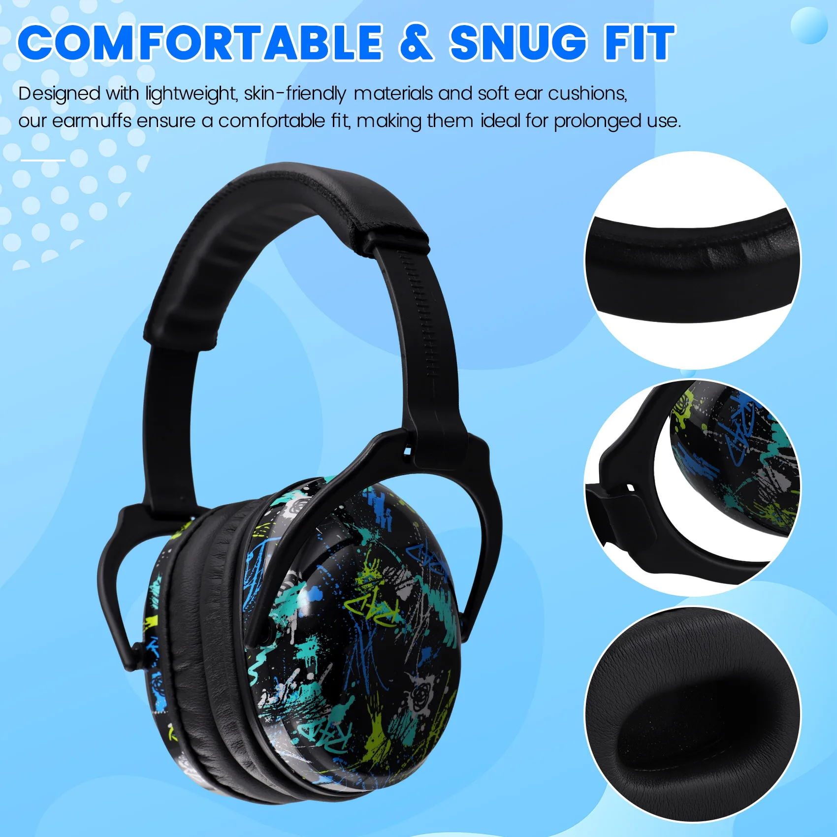 

Y19A Ear Protection Safety Earmuffs,Foldable Noise Blocking Ear Defenders, Protective Ear Covers For Children And Toddlers