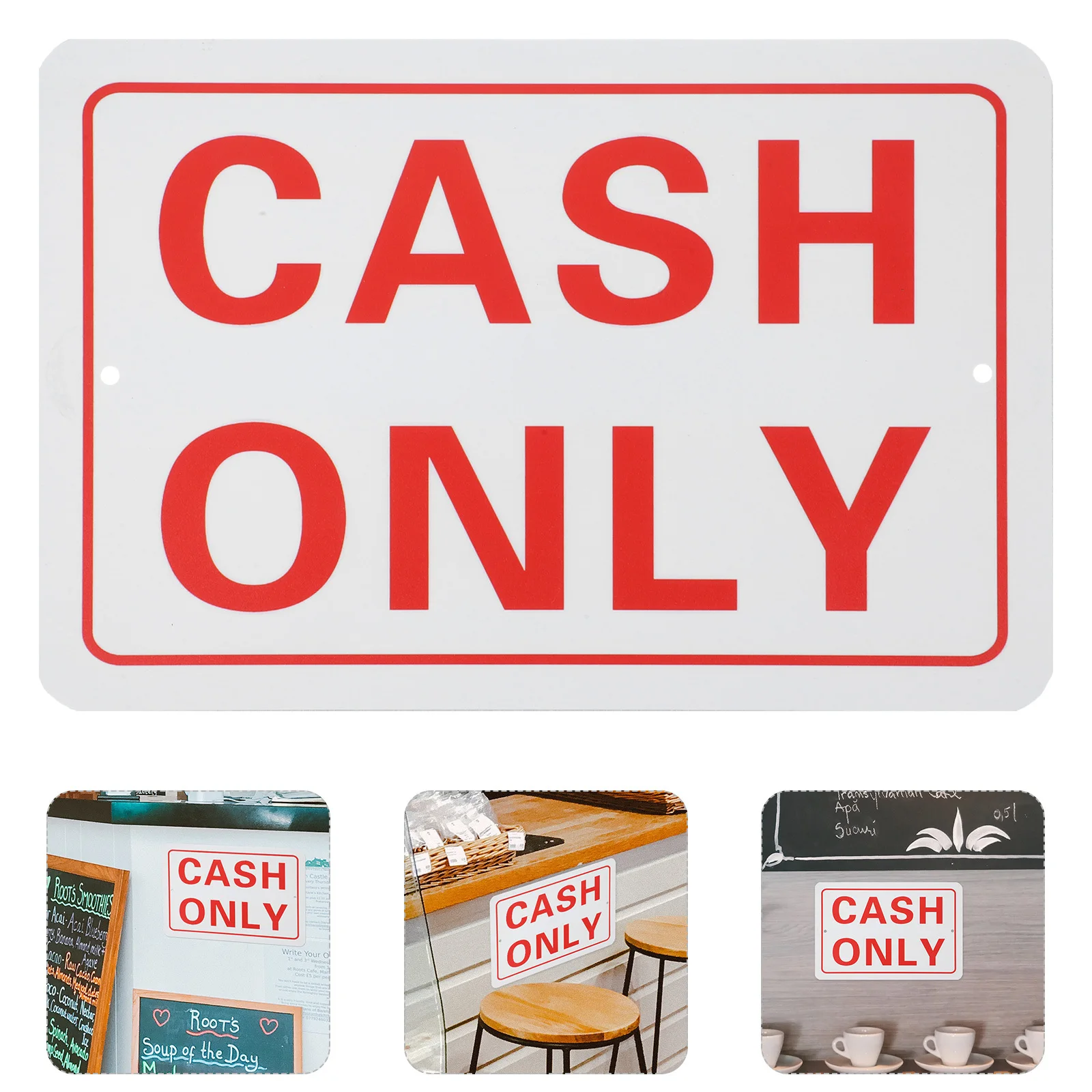 Sign Retail Store Light Weight Durable No Checks No Credit Card Cash Only Sign