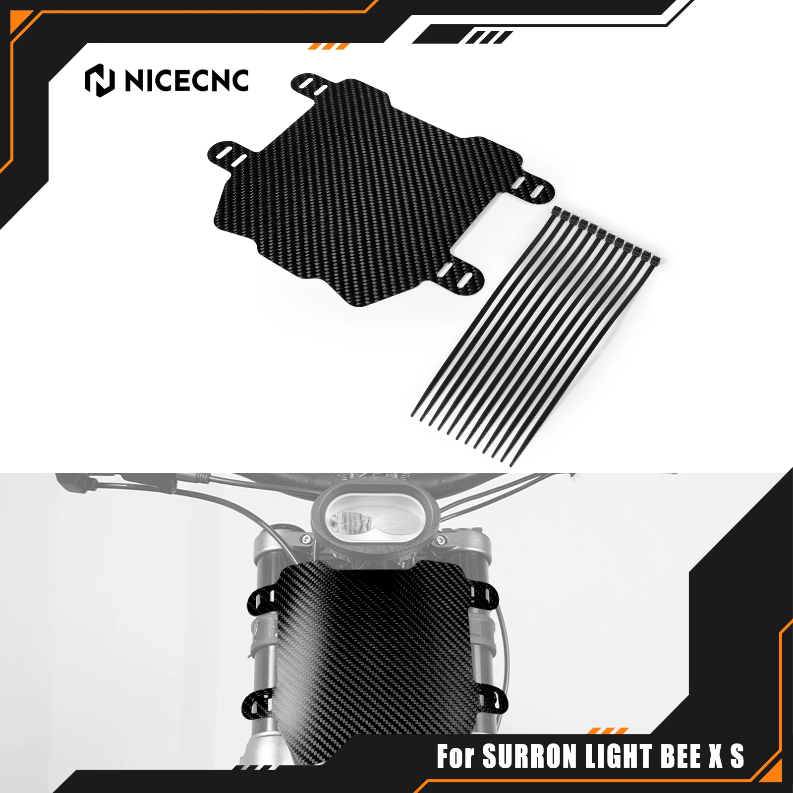 

For Surron Light Bee X For Sur-Ron Light Bee S For Segway X160 X260 Carbon Fiber Front Number Plate Board Electric Dirt Bike