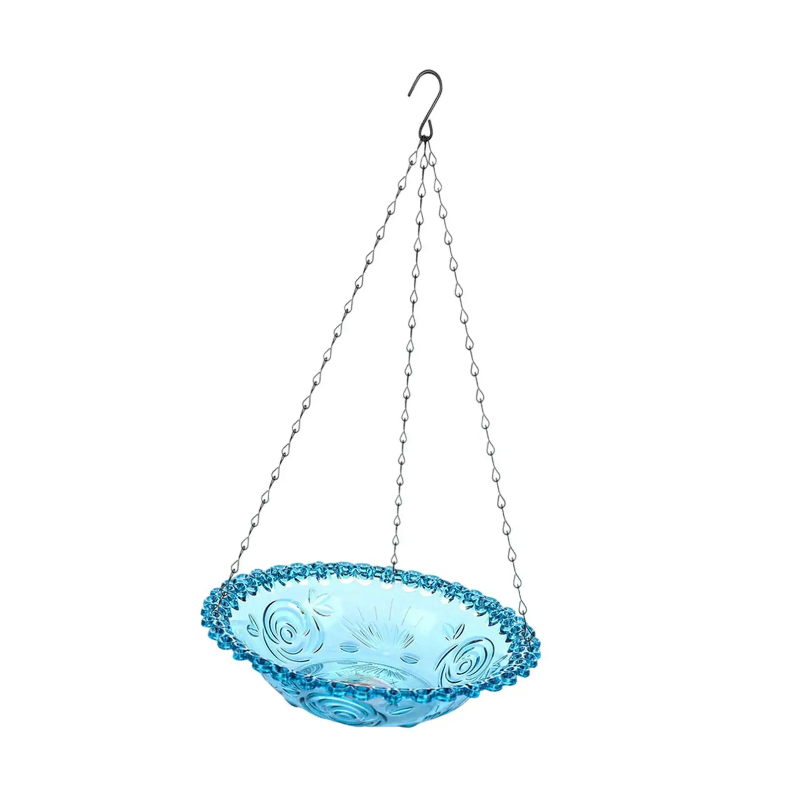 Decorative Hanging Bird Bath Water Feeder 9 Inch Outdoor Birdbath Bowl with Chains Garden Patio Yard Balcony Terrace Decoration