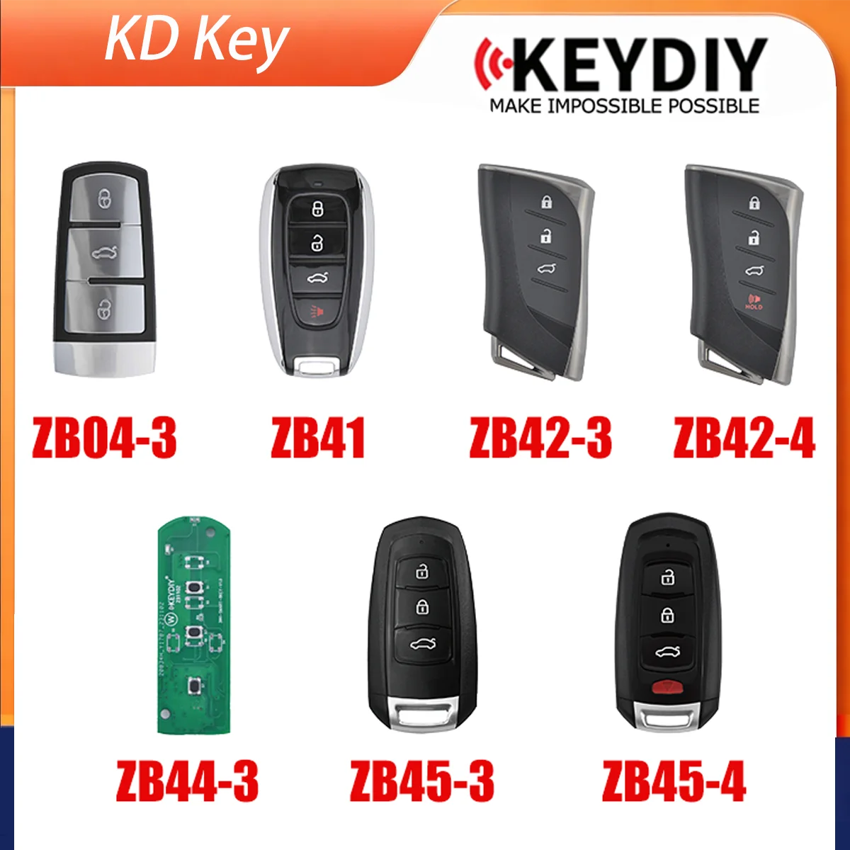 2PCS KEYDIY Smart Key ZB Series ZB37 ZB41 ZB42-3 ZB42-4 ZB45-3 ZB45-4 ZB44-3