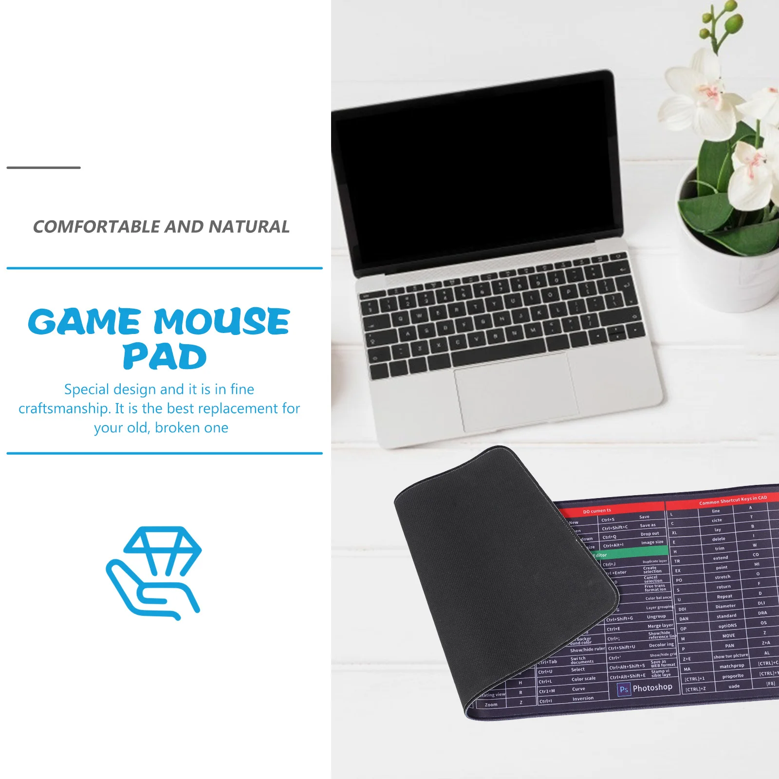 

Mouse Pad Computer Pattern Gaming Mouse Mat Rubber Surface Xl Large Size For Office Work Study Travel Modern Desk Mat