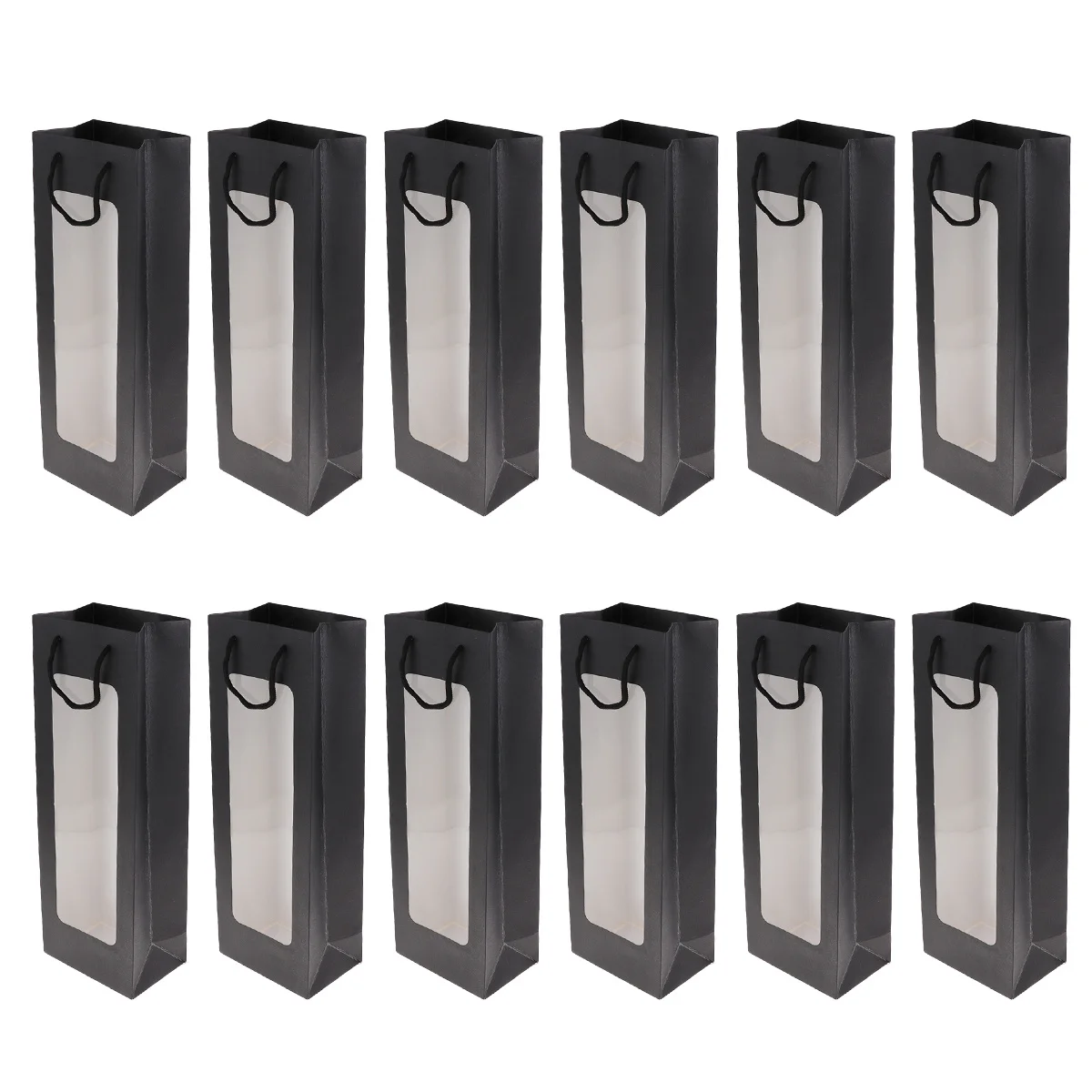 

12Pcs Red Wine Bag Kraft Paper Wine Carrier Bag Handle Design Flat Bottom for Gift Packaging Party Favor Christmas