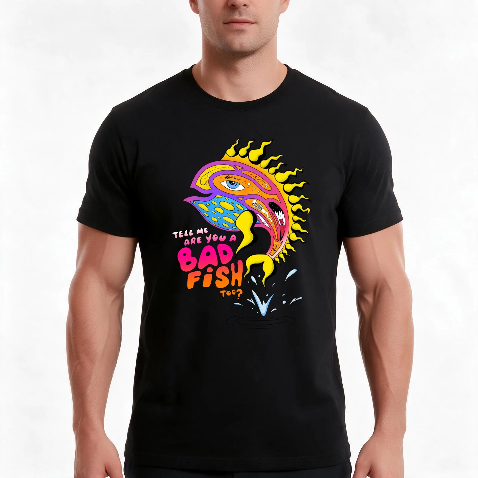 Are you a badfish too? T-Shirt, Summer Casual Cotton Tee, Oversized Streetwear Tops, Vintage Graphic Print, Unisex Men Women