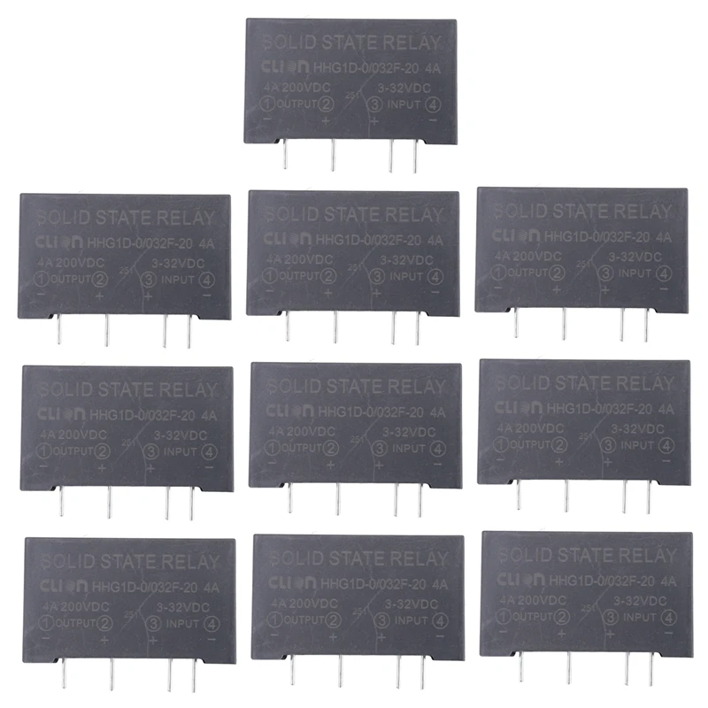10X Input 3-32V DC Output 4A 200V DC 4 Pin PCB Solid State Relay HHG1D-0/032F-20