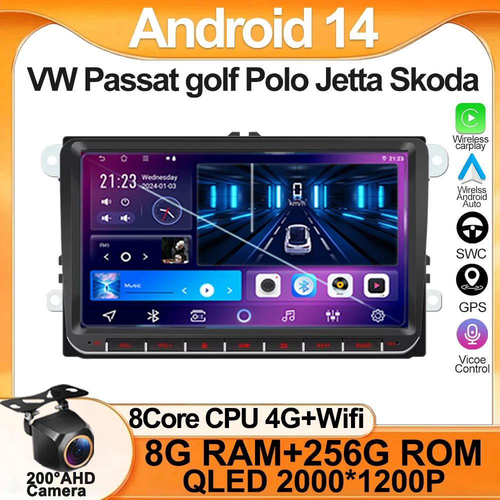 

9'' 2 Din Car Radio Android for VW Passat golf Polo Jetta Skoda Jetta Universal Multimedia Carplay Wifi GPS Navigation WIFI