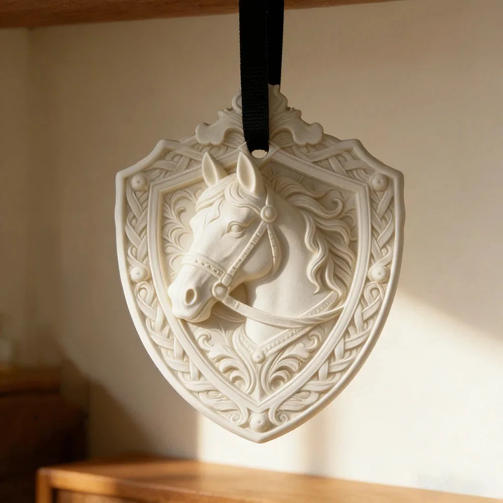 

3D Horse Head Shield Silicone Mold Vintage Equestrian Crest Relief Mould DIY Aroma Stone Car Pendant Plaster Resin Craft Decor