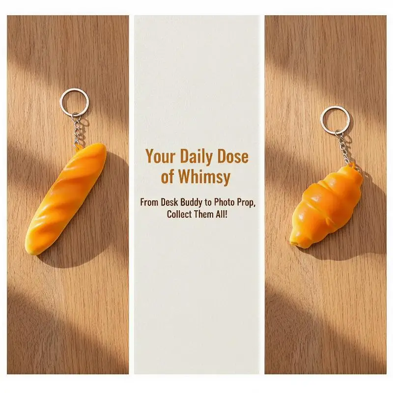 Mini Fake Bread Keychains Realistic Soft Touch Handbag Hanging Ornament Novelty Gifts for Kids Foodies Daily Use