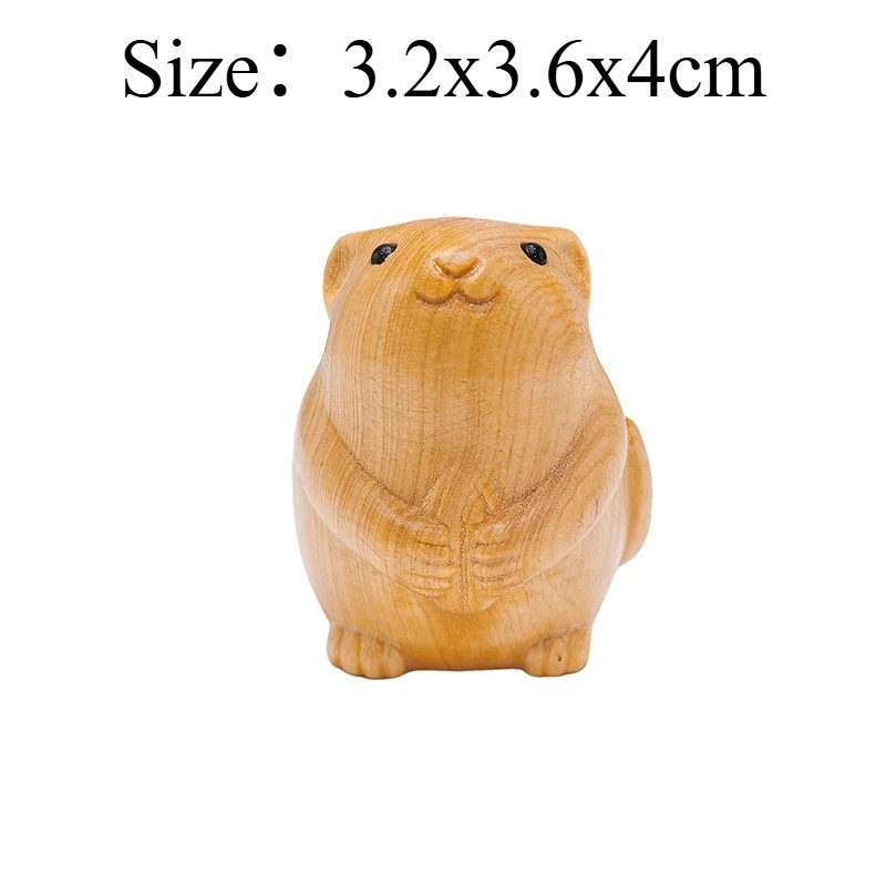 Cliff Thuja Carved Chinese Zodiac Rat Figurine Portable Hand Piece Car Office Desk Wooden Animal Miniature Decoration Craft Gift