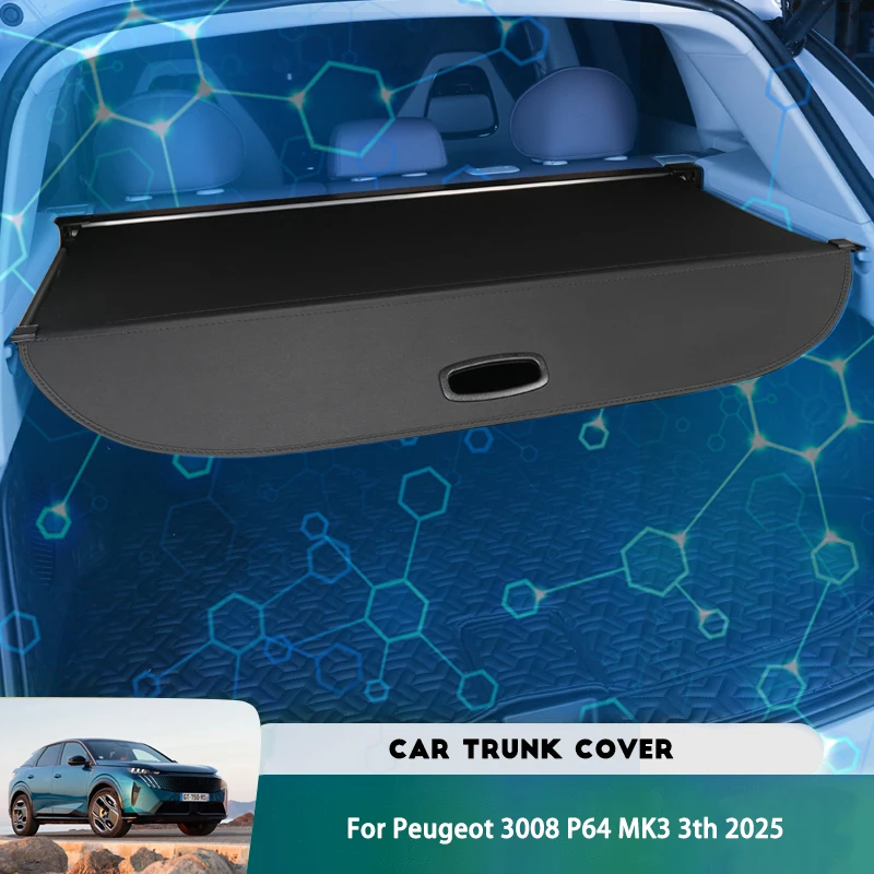 For Peugeot 3008 P64 MK3 3th 2025 2026 Car Trunk Cargo Cover Organizer Partition Board Rear Boot Retracta Sun Shades Shielding