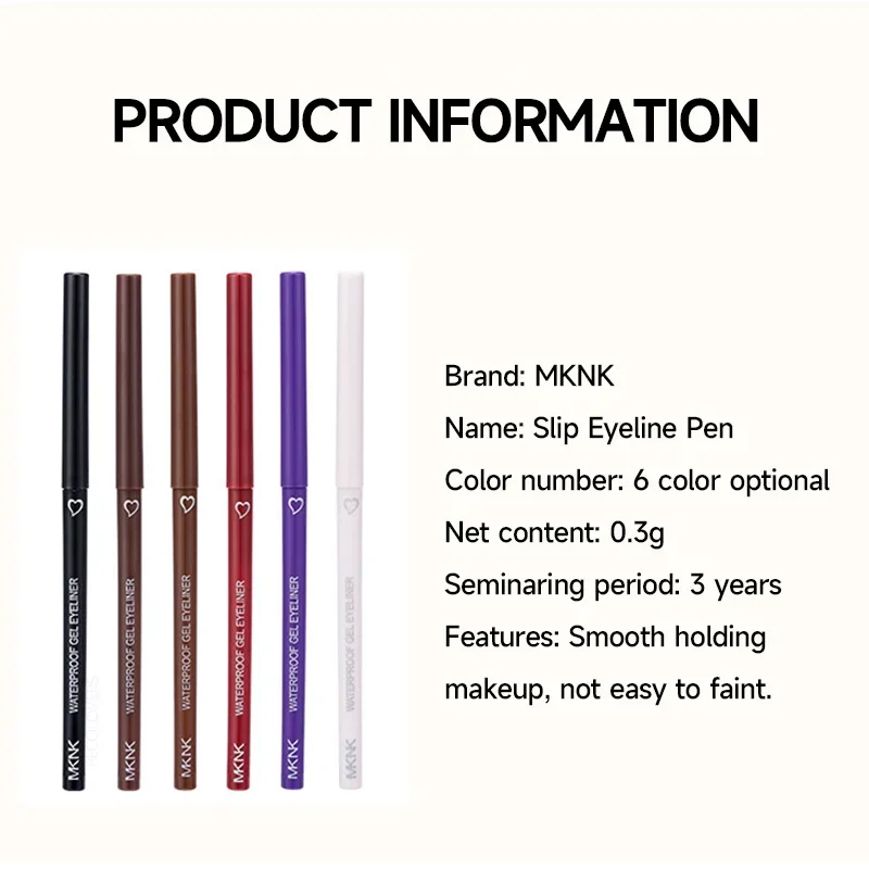Eyeliner per trucco occhi a lunga durata Penna per eyeliner impermeabile Cosmetici per occhi Trucco Eyeliner lucido fumoso Ombretto Matita per sopracciglia