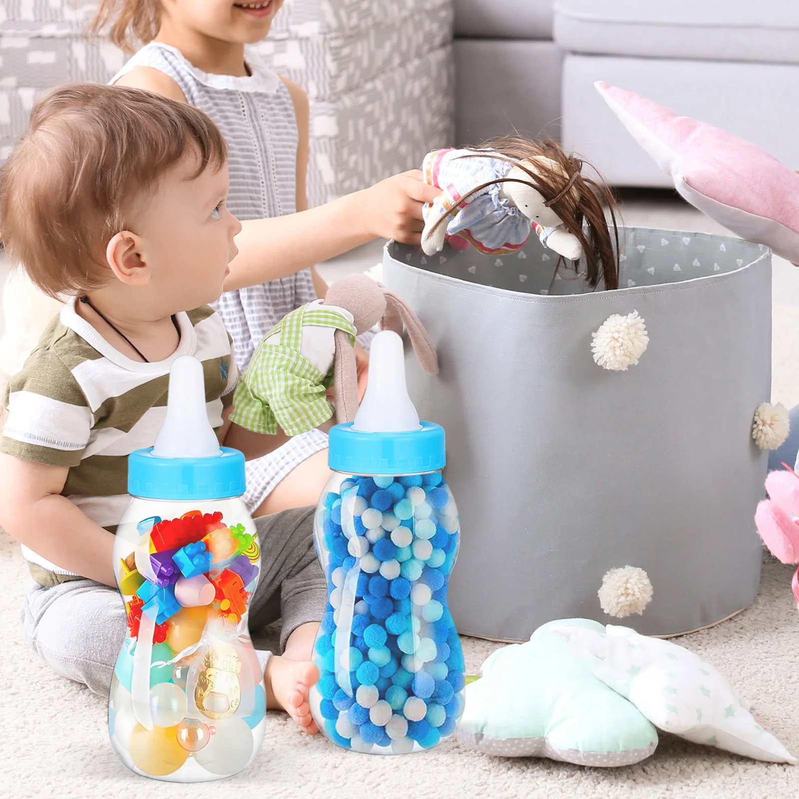 

Blue Bottle Piggy Bank PVC Saving Pot Money Box Desktop Decoration Birthday Gift Storage Box for