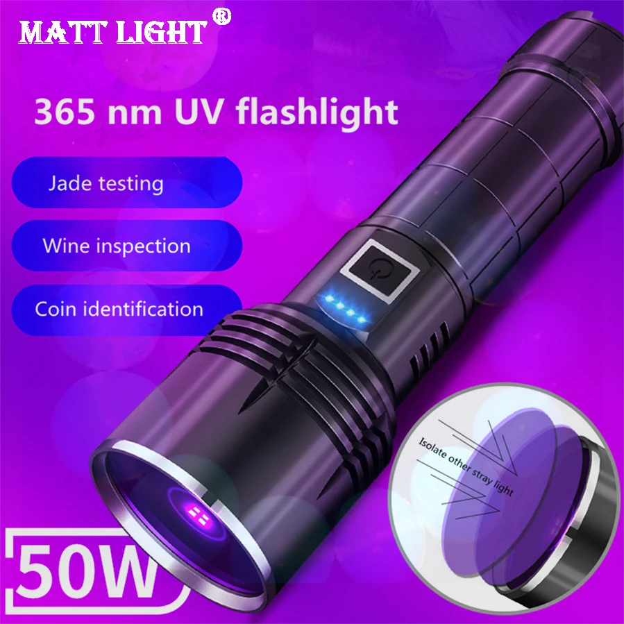 

365nm UV Flashlight Fluorescent Antigen Reagent Detection Lamp Woodruff Special Powerful Identification Ultraviolet Flashlights